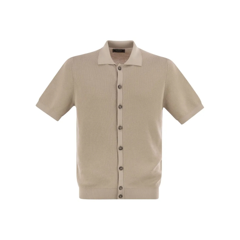 Peserico Vest Polo Cardigan In Pure Cotton Yarn Neutrals