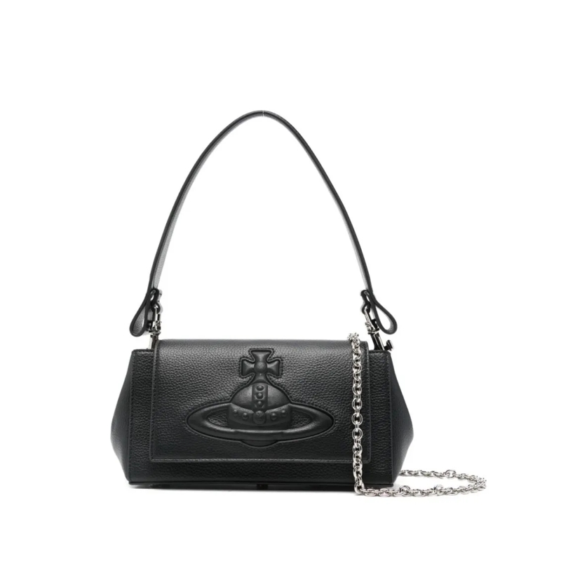 Vivienne Westwood Schultertasche Structured Black Handbag With Pebbled Texture And  Black