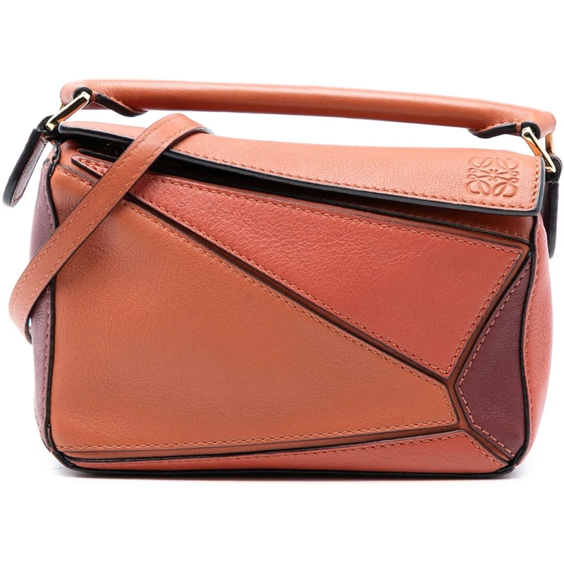 Loewe Schultertasche Mini Tricolor Calfskin Puzzle Satchel orange