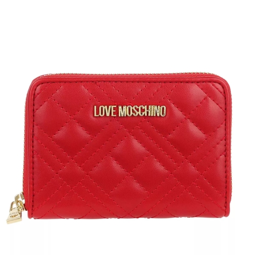 Love Moschino Portafogli Quilted Nappa Wallet Rosso Portemonnaie mit Zip-Around-Reißverschluss