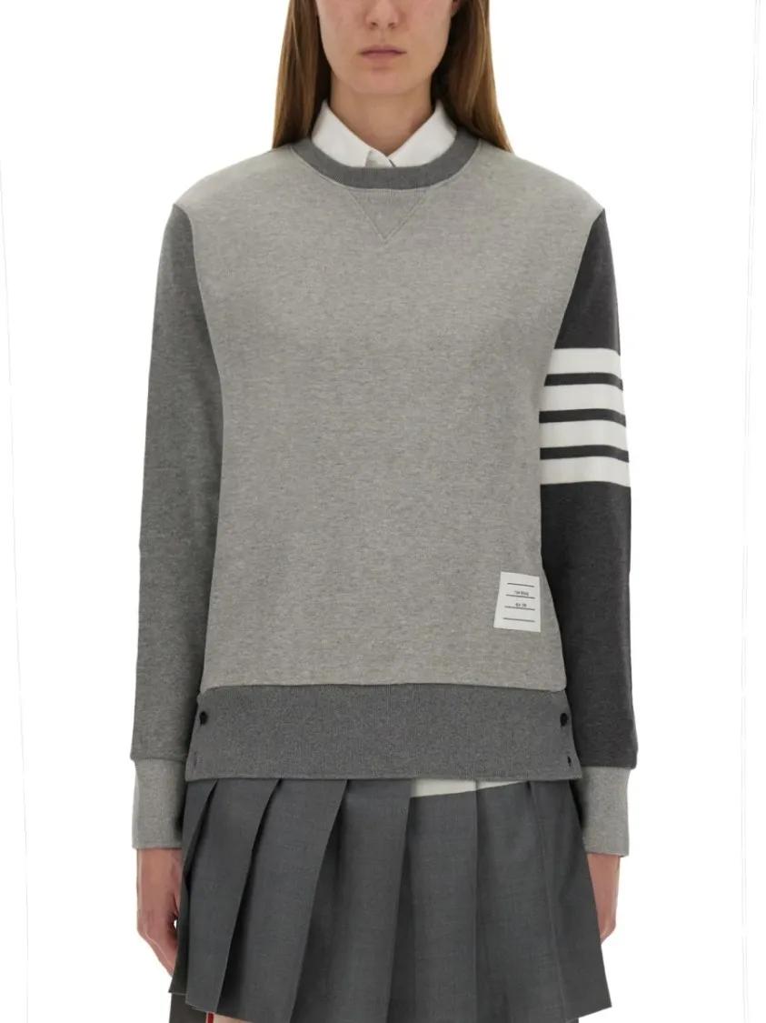 Thumbnail - Thom Browne - "Funmix Classic Loopback 4-Bar" Sweatshirt - Größe 44 - grau