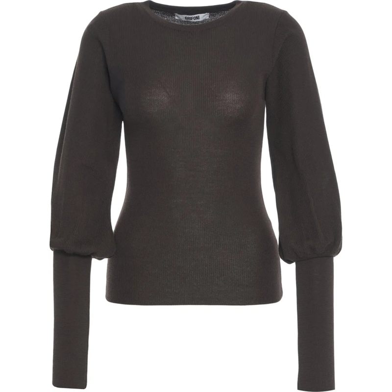 Grifoni  Sweater with puff sleeves braun