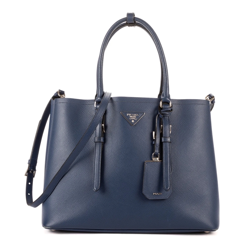 Prada Tote Double Bag marineblau