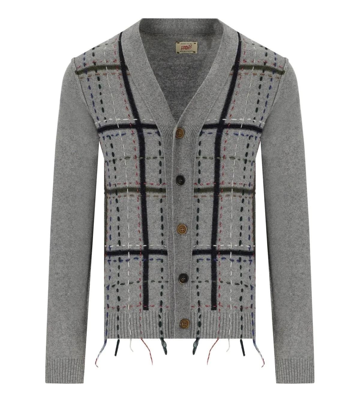 Thumbnail - Bob - Moz Grey Cardigan - Größe L - grau