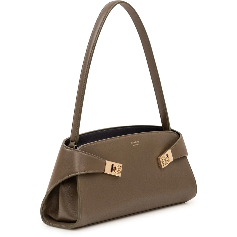 Salvatore Ferragamo Schultertasche Borsa Hug con Manico taupe(Image 2)