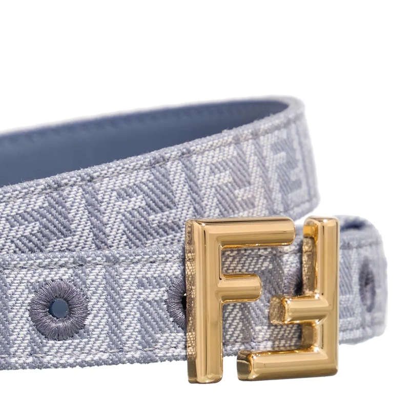 Fendi Dünner Gürtel FF Belt Denim Blue(Image 8)