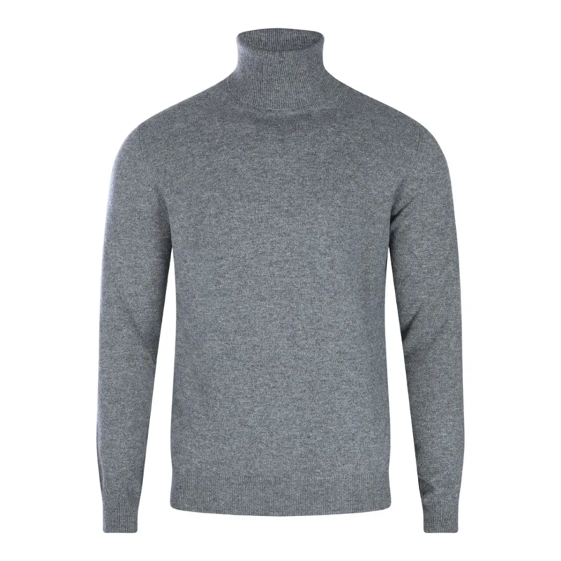 Malo Trui Classic Turtleneck Sweater In Fine Knit Grey Grey