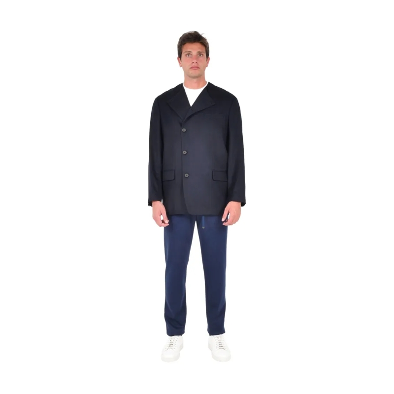 Emporio Armani  Dark Blue Jacket With Notched Lapel Black