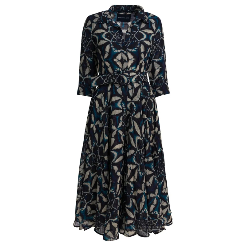 Samantha Sung Midi-jurk Knee-Length Wool Dress With Flared Skirt Black