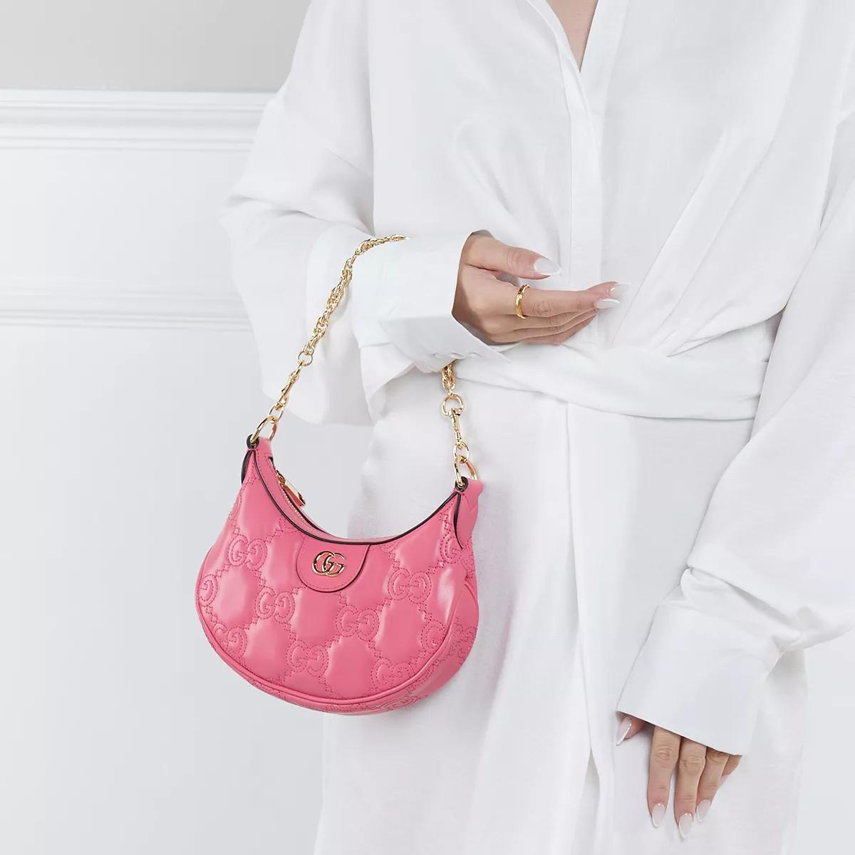 Gucci Mini GG Shoulder Bag Matelassé Leather Rhodamine Pink, Hobo Bag