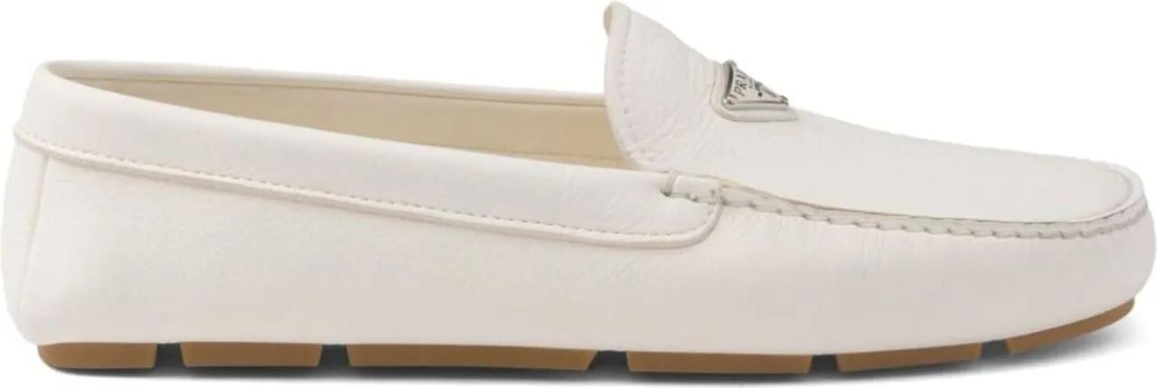 Prada Loafer - Logo Leather Loafers - Gr. 43 (EU) - in Weiß - für Herren