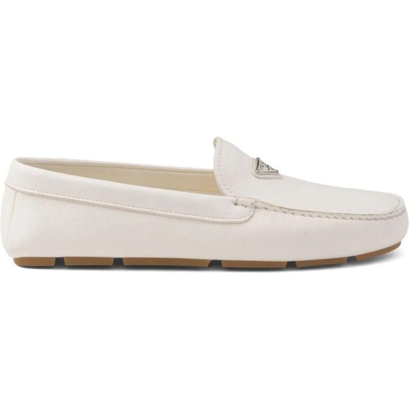 Prada Loafer Logo Leather Loafers White