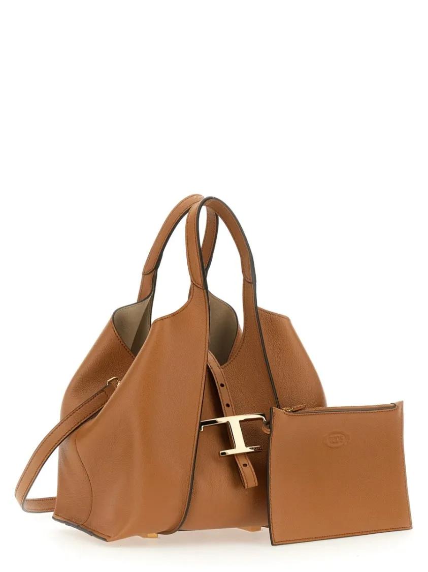 TOD'S Shoppers & Totes "T Timeless Mini" Shopping Bag in bruin