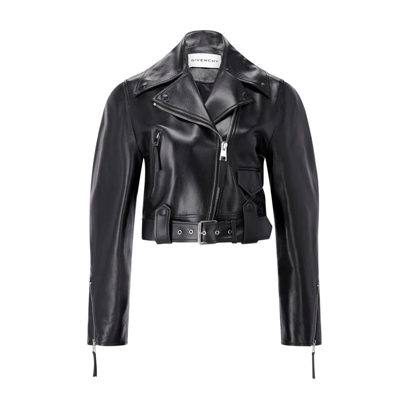 Givenchy Blouson Cropped Biker-Jacke aus Leder Schwarz
