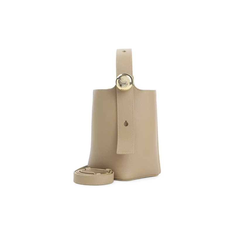 Loewe Sac à bandoulière Structured Bucket Bag With Gold-Tone Button Detail Neutrals