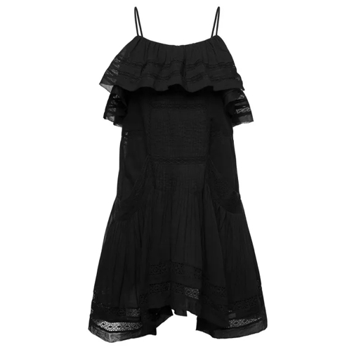 Etoile Isabel Marant Black Tiered Sleeveless Minidress With Ruffles In  Black 