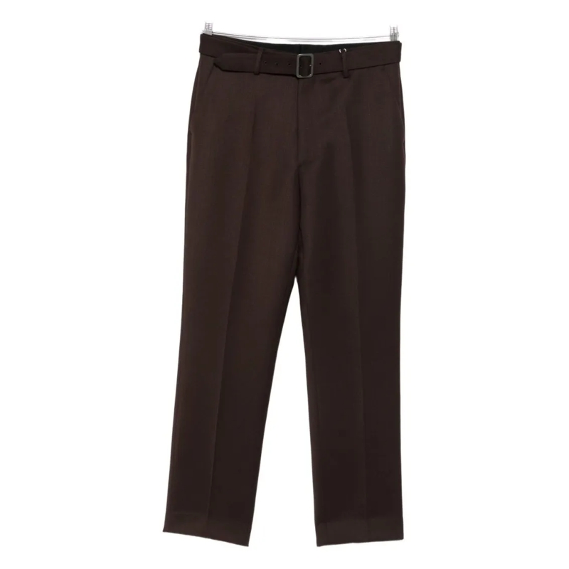 MM6 Maison Margiela Anzugshose Tailored Brown Trousers With Square Buckle Black