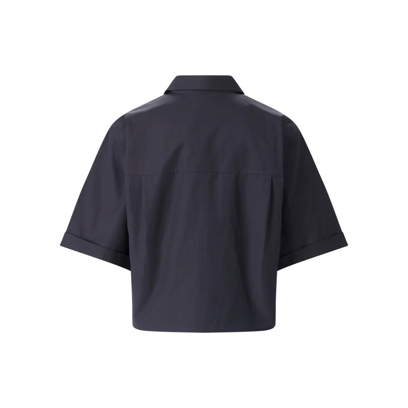 Vince Chemisier Kurzarm-Hemdbluse aus Baumwolle blau(Image 2)