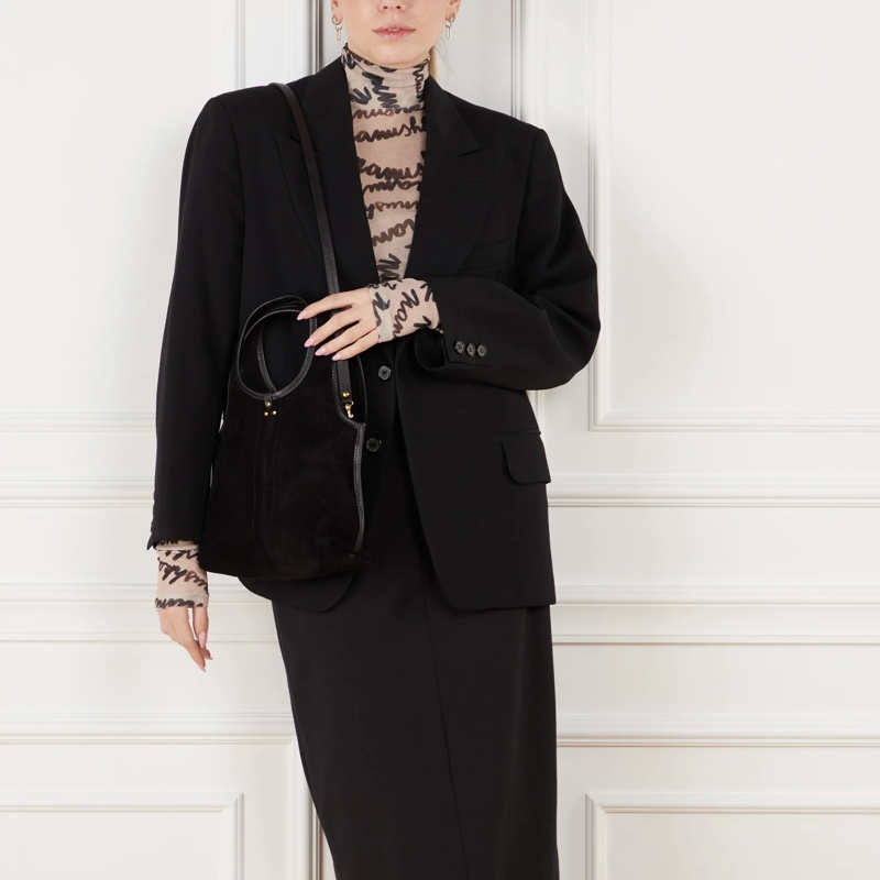 Jerome Dreyfuss Hobo Bag Paco S Split Suede Noir(Image 2)