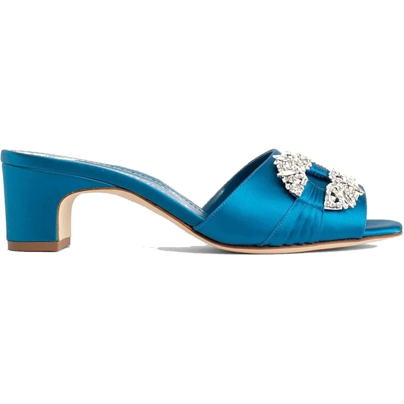 Manolo Blahnik Escarpins Manolo Blahnik Prinap 050 Satin Mules blau