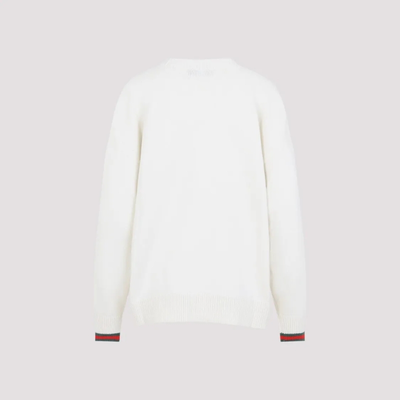 Gucci Strickjacke Wool-Cashmere Blend Cardigan With V-Neckline White