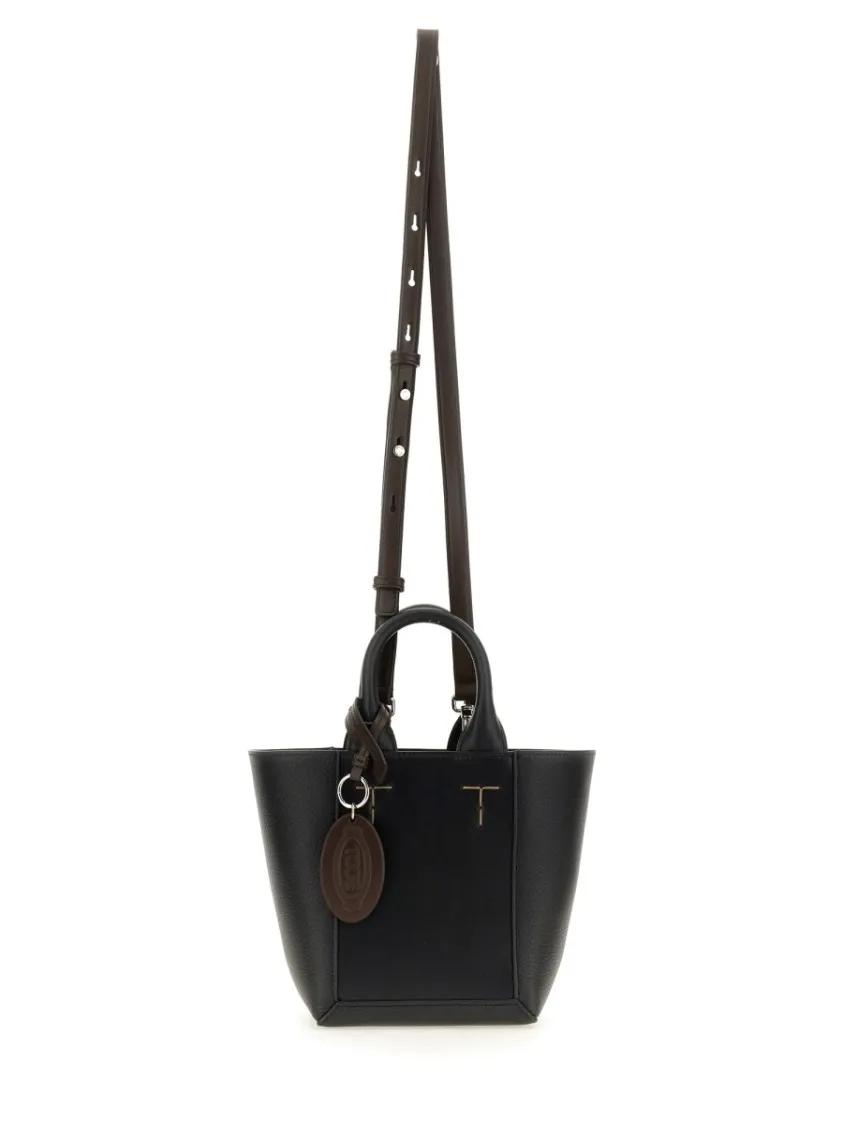 TOD'S Shoppers & Totes Structured Black Calfskin Shopping Bag in zwart