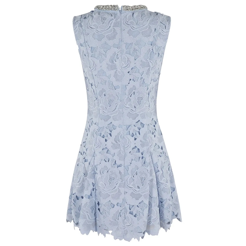 Self Portrait Minikleid Blue Flower Lace Mini Dress Blue(Image 4)