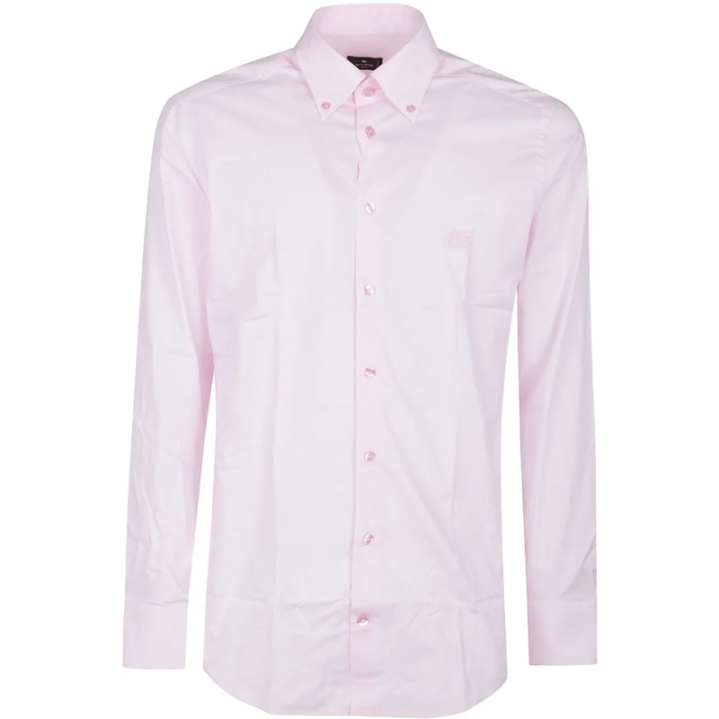 Etro Legeres Oberteil Long Sleeve Fuji Botton Down Logo Shirt Pink & Pur rose