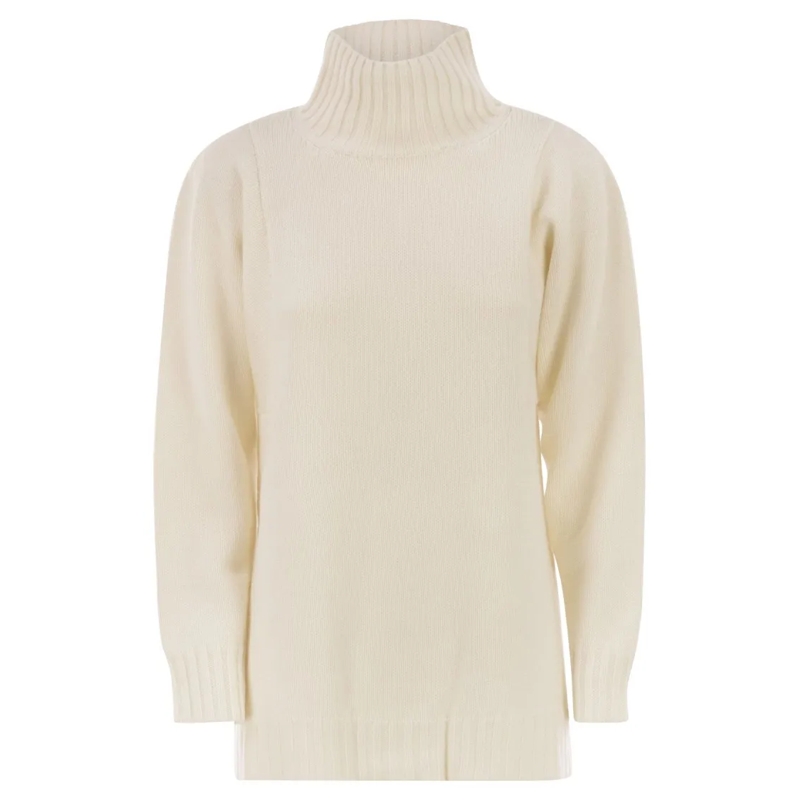 Max Mara Trui met col Aceti Oversized Cashmere Turtleneck Neutrals