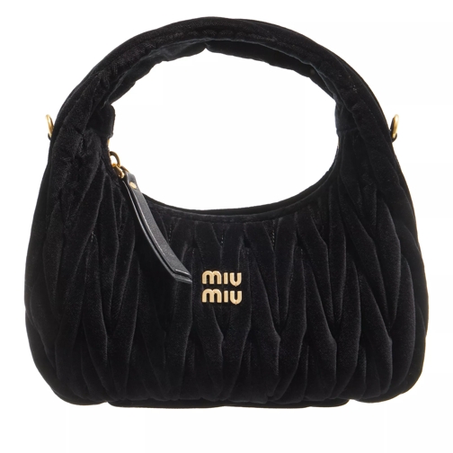 Miu Miu Wander Mini Quillted Velvet Bag Black Liten väska