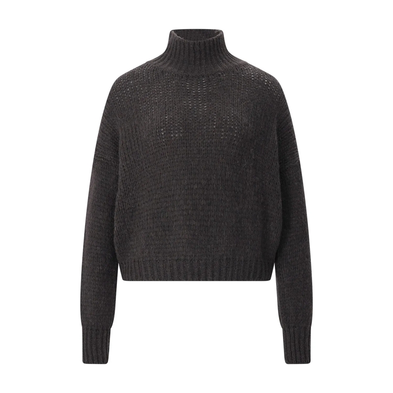 Roberto Collina Pull à col roulé Strickpullover aus Alpaka-Mix grau(Image 4)
