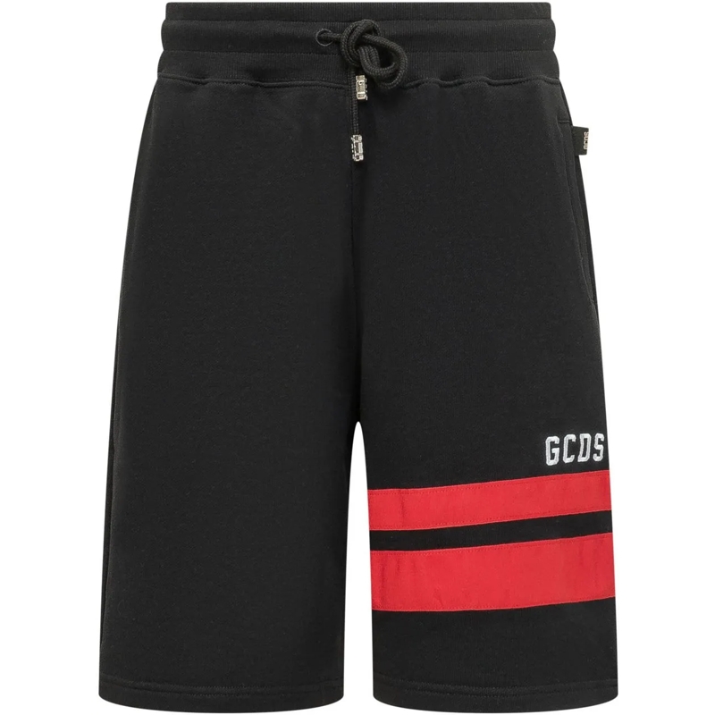 Gcds Shorts Bermuda in Felpa con Bande a Contrasto schwarz