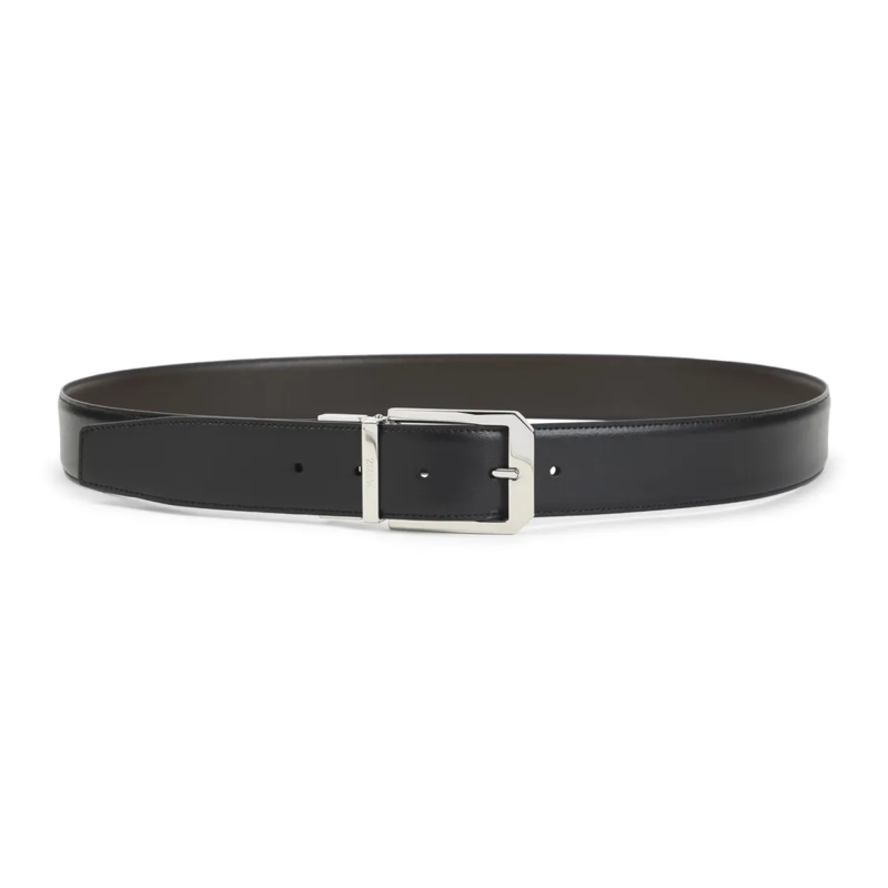 Zegna Gürtel Reversible Leather Belt With Polished Buckle Black