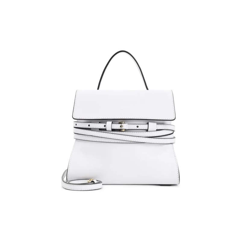Moschino Sac à bandoulière Structured White Leather Shoulder Bag With Adjusta White