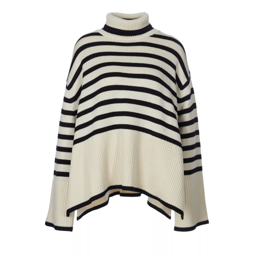 TOTEME Trui Stripe Turtleneck light sand stripe