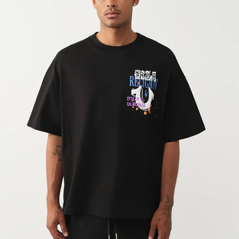 True Religion T-Shirt - Oversize Schnitt- Lockere Passform- Überschnit schwarz(Image 6)