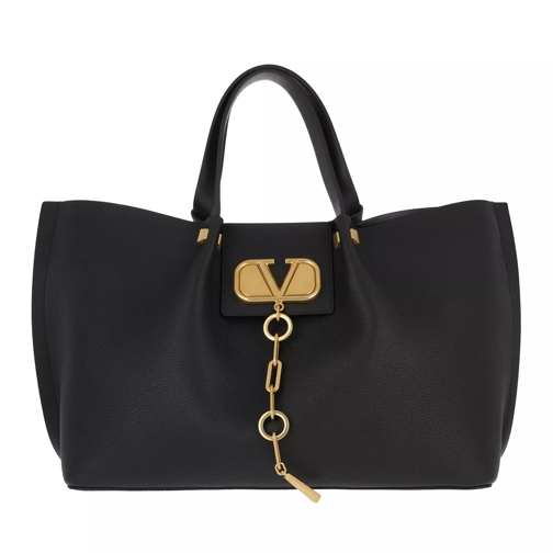 Valentino Garavani Medium Logo Escape Shopping Bag Leather Black Draagtas