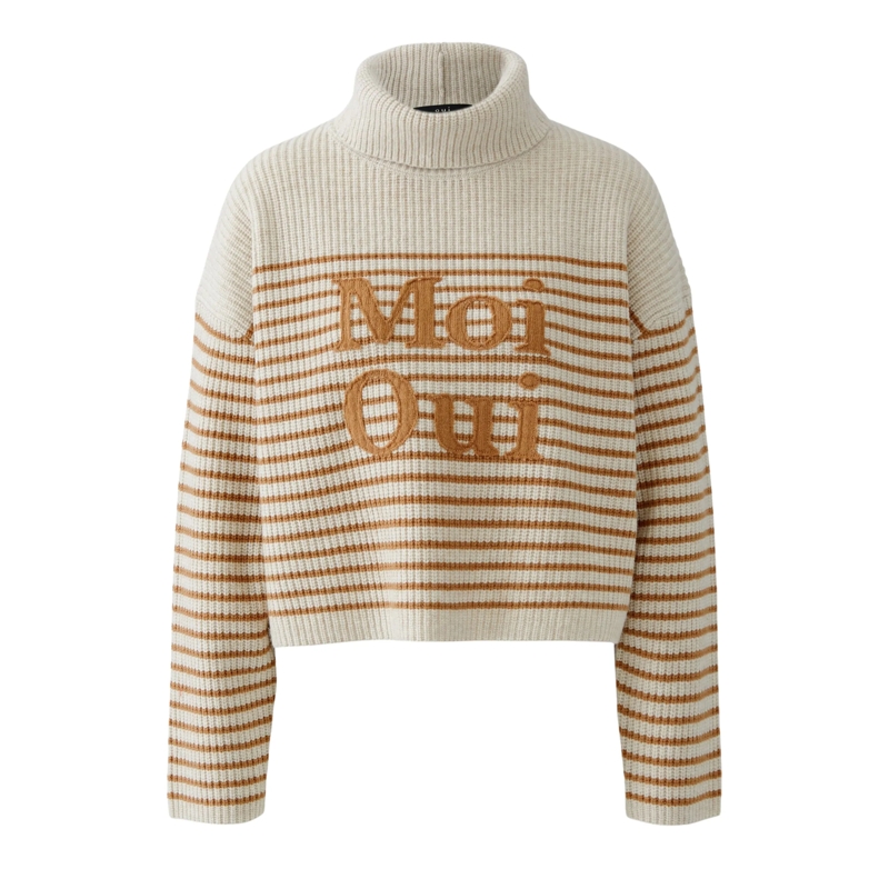 Oui Rollkragenpullover Pullover camel