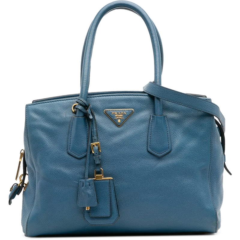 Prada Schultertasche Vitello Grain Satchel blau