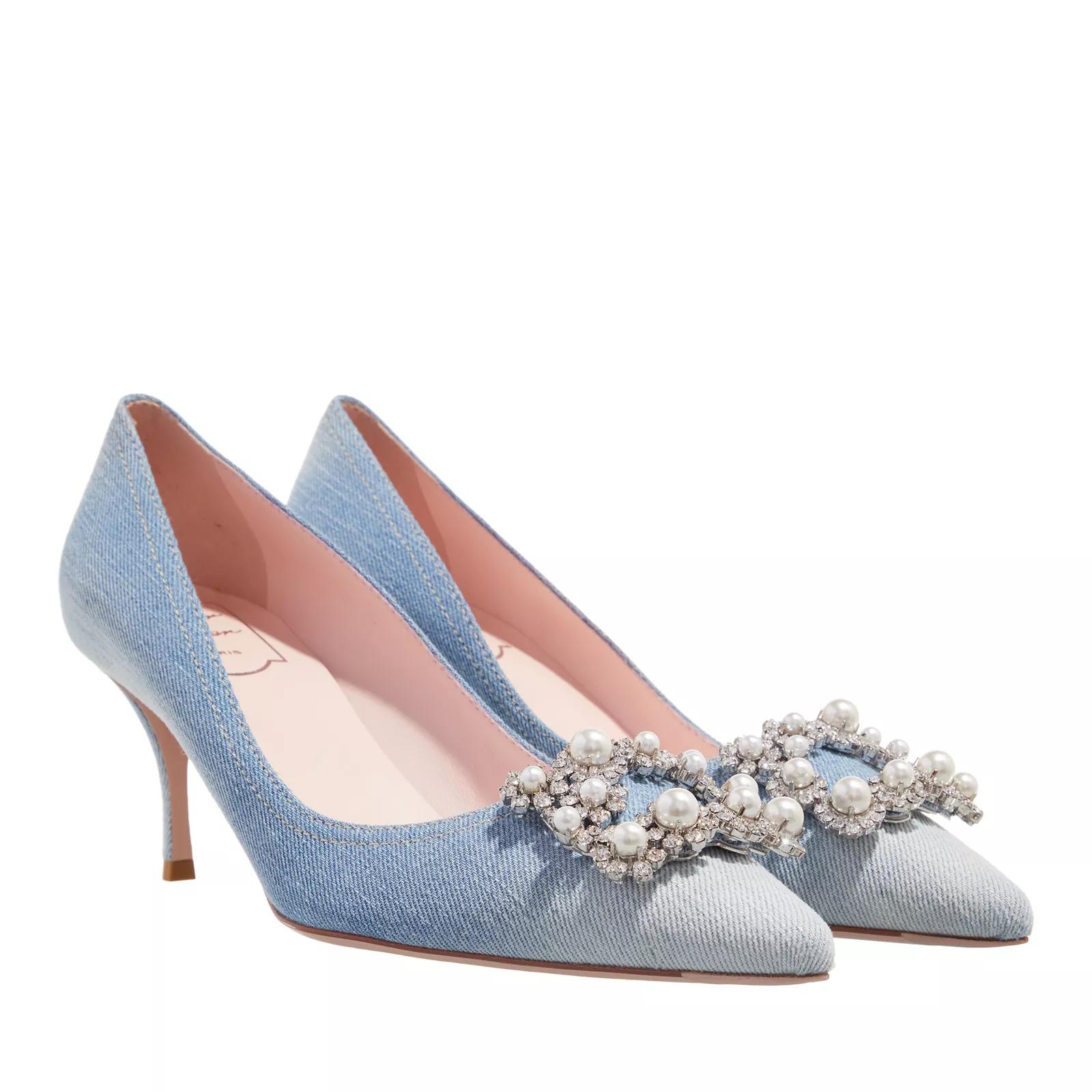 Roger Vivier Pumps & High Heels - Flower Strass Pearl Pumps In Denim - Gr. 38 (EU) - in Blau - für Damen