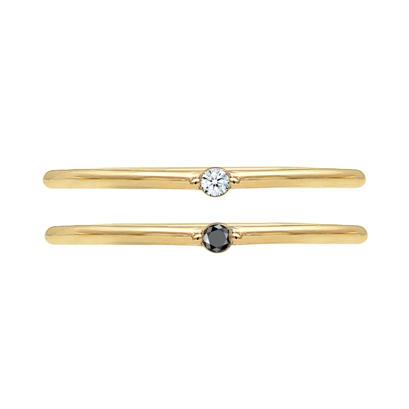 Elli Diamantring Ring Solitär Schwarz Weiss Diamant (0.03 ct.) 375e gold(Image 2)