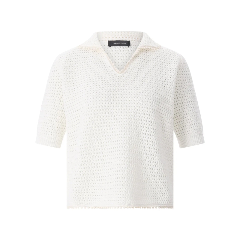 Fabiana Filippi Polohemd Poloshirt aus Baumwolle weiß