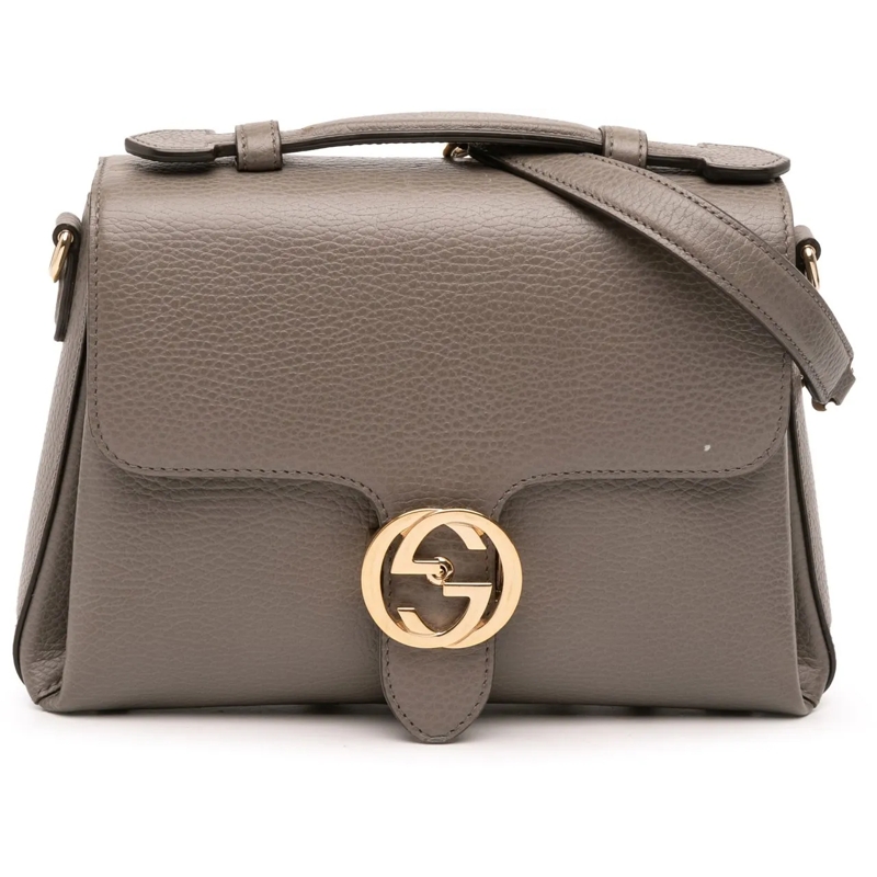 Gucci Schultertasche Small Dollar Calf Interlocking G Satchel grau
