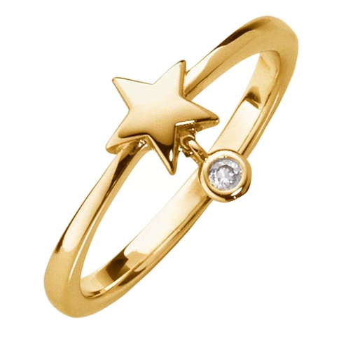 Little Luxuries by VILMAS Fashion Classics Ring With Star And Stone Pendant Yellow Gold Plated Bague
