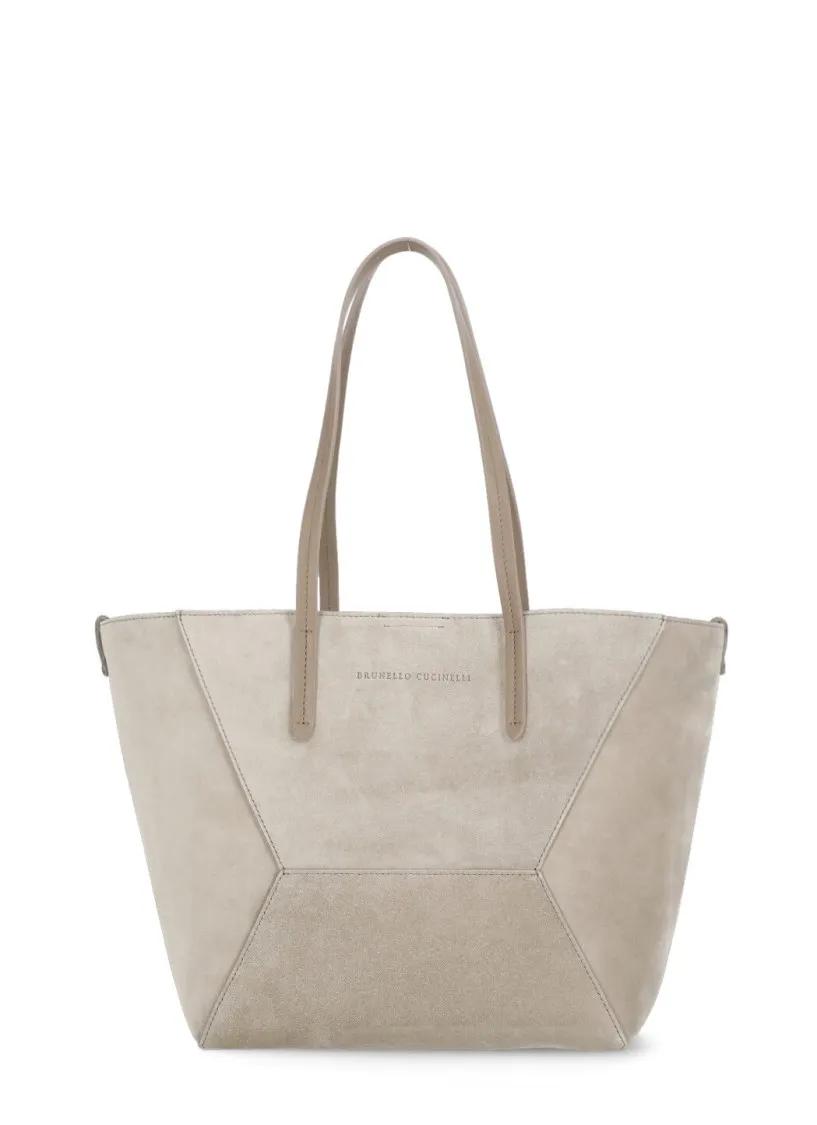 Brunello Cucinelli Shopper - Leather Bag With Jewel - Gr. unisize - in Beige - für Damen