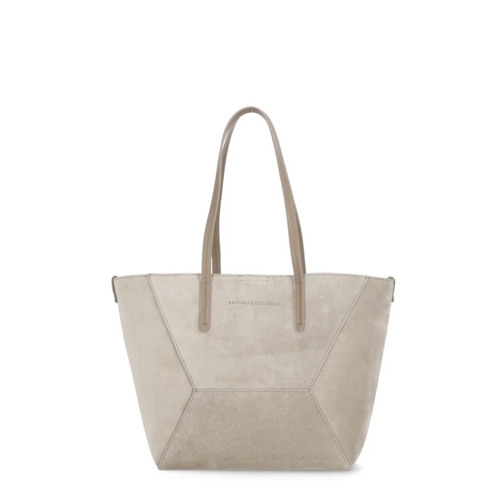 Brunello Cucinelli Leather Bag With Jewel Neutrals Schultertasche