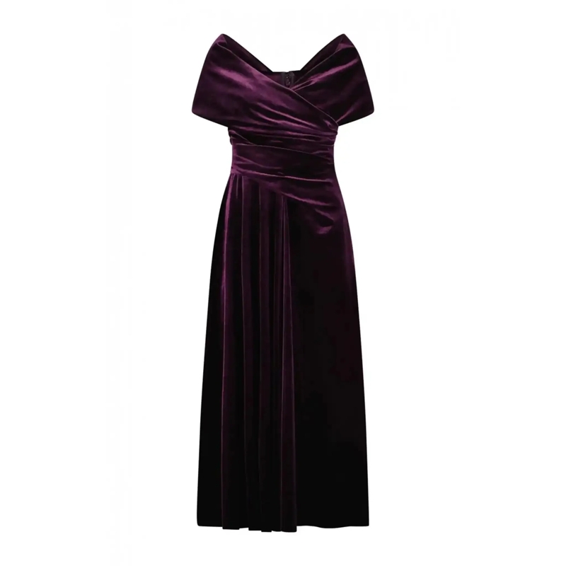 Talbot Runhof Maxikleid Abenkleid in Samt Lila