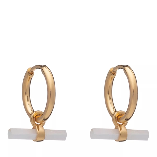 Rachel Jackson London Mini Mother Of Pearl T Bar Huggie Hoop Earrings Gold Ring
