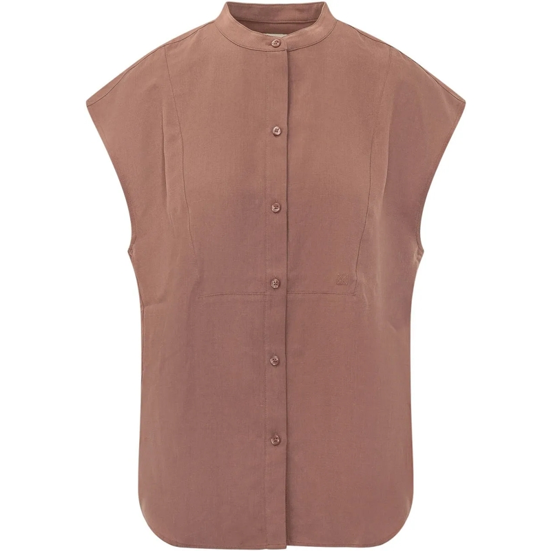 Calvin Klein Chemisier Camicia Senza Maniche con Bottoni taupe