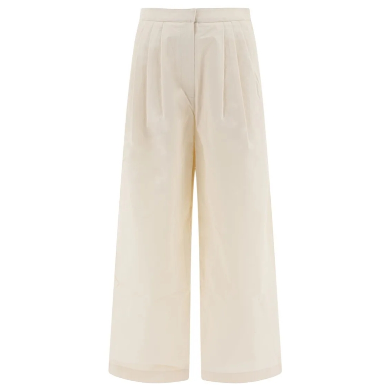 The Loom  Wide Leg Trousers With Pleated Front Neutrals